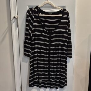 Torrid Black and White Striped Button Down Shirt